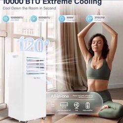 Portable Air Conditioners 8000 BTU,Quiet Portable AC Units for Rooms 3-IN-1 Cools Up to 500 Sq.Ft with Dehumidifier,Fan,Remote Control,24H Timer,Sleep