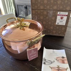 New Ruffoni Historia Copper Stockpot 7.5 qt Acorn Handles with Lid