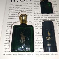 3pc SET of POLO GREEN By RALPH LAUREN 4.2oz 1.36oz EDT SPRAY & DEODORANT STICK