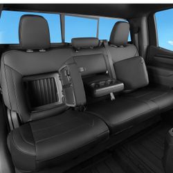Custom Fit Chevy Silverado & GMC Sierra Seat Covers with Faux Leather for 2019 2020 2021 2022 2023 2024 2025 Chevy Silverado & GMC Sierra 1500 & 2020-