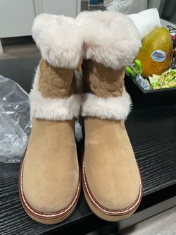Coach Izzie signature midcalf suede boots
