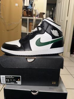Air Jordan 1 Mid Black White Green