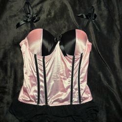 Pink And Black With Bows Corset 