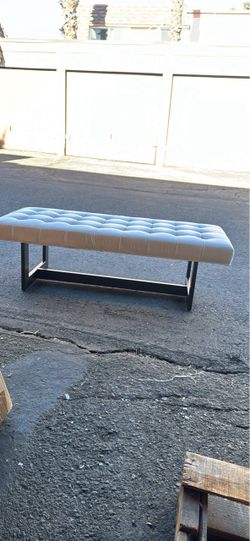 Tufted Upholstered Bench with Metal Base