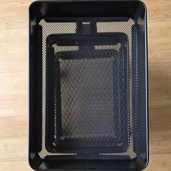 Black Metal Mesh Rolling Tray Organizer