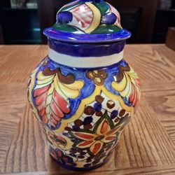 Talavera de Capris Mexican Pottery Hand Painted Ceramic Vase