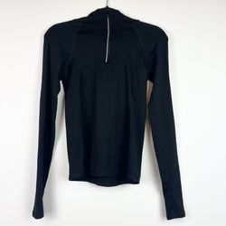 FOREVER 21 Black Activewear Hoodie Workout Top w/ Mesh Back & Ponytail Hole XS