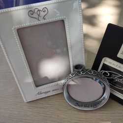 Ceramic Picture With always N Forever , Small  Black One With, I Do! Small Round metal One , Just The Beginning By Malden 