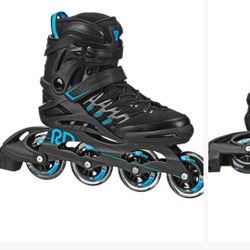 Roller Derby Custom Adult In-Fit Skates - Blue/Black 9-12: Adjustable, Padded Boot Shaft