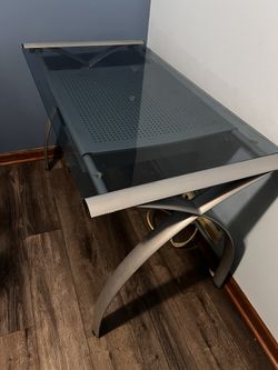 Metal Glass Top Desk.