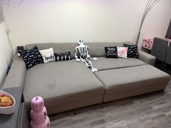 Grey Large Chaise Sofa Couch