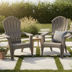 Set of 2 Resin Adirondack Chairs – Taupe