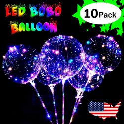 10 pack Bobo balloons with stick and lights - globos iluminados