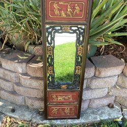 Chinese carved wooden framed mirror
