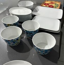 Crate & Barrel Dinnerware with Plates and Bowls