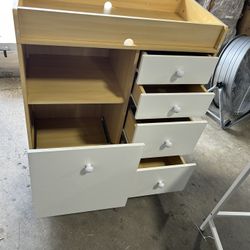 Baby Changing Table Dresser for Infants, Nursery Dresser Chest with 5 Drawers, Shelf, Storage Changing Station Dresser, White