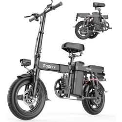 Toofly 400W Electric Bike with 48V 15Ah Battery, 14" Electric Bicycle for Adults or Teens, e-Bike with Pedals 20Mph, Waterproof Folding Mini Bike, Hig