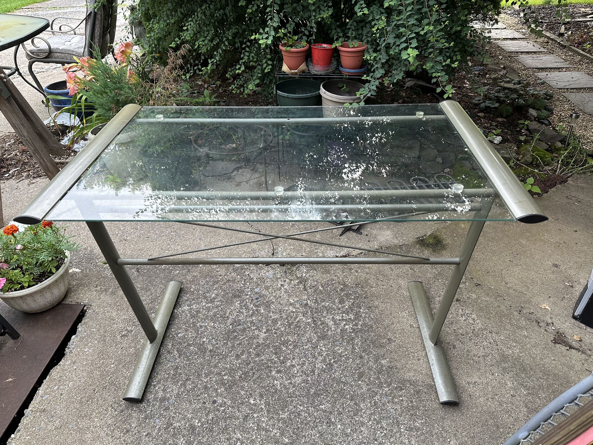 Contemporary Glass Top Desk