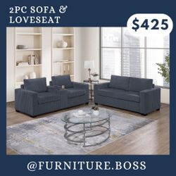 Dark gray Sofa Set - Soft Corduroy Fabric