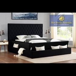 New Calking Bed Black Velvet Storage $899