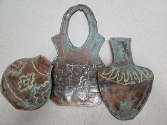 Metal Copper Wall Art Signed