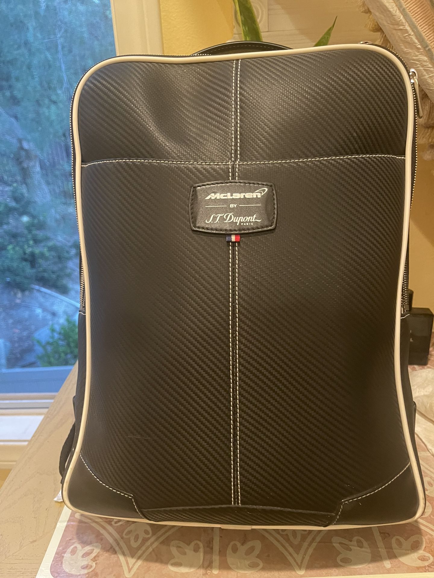McLaren By S.T Dupont Paris Leather carbon fiber backpack...