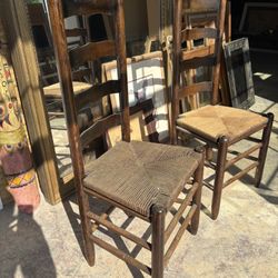Antique pair chairs, Highback