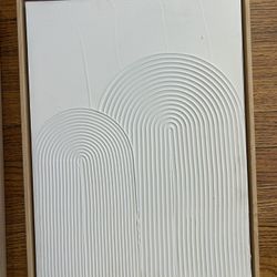 Set 2- Arch Harmony Textured Hand Painted White Framed Canvas Wall Art Hanging Artwork Framed Modern Trendy Artwork Set Mid-Century Modern Style Boho