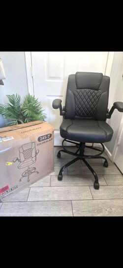 Brick Attick Drafting Chair, Tall Office Chair for Standing Desk, High Executive Leather Ergonomic Computer Chair
