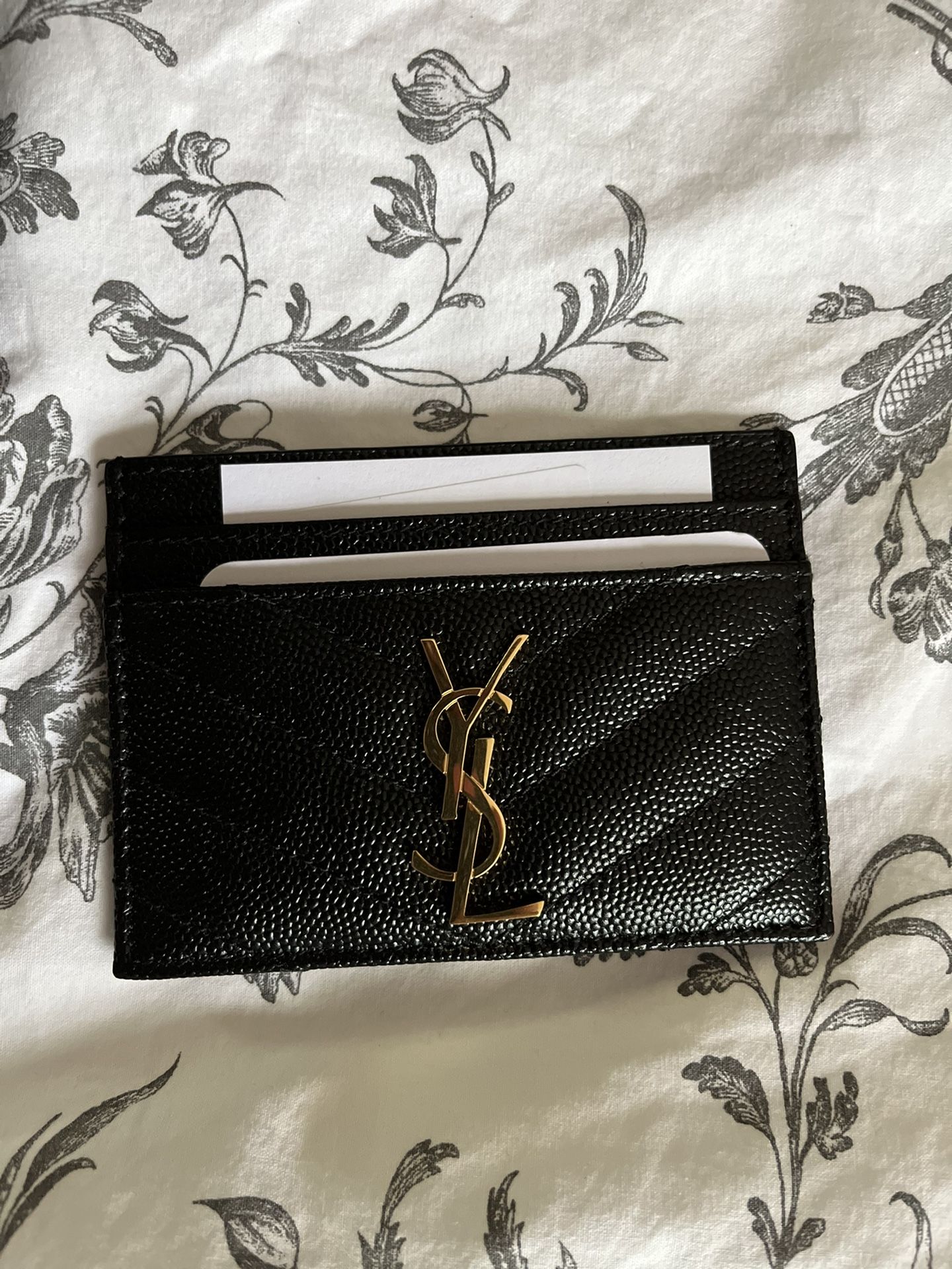 YSL Black Leather Card Case, Golden Hardware
