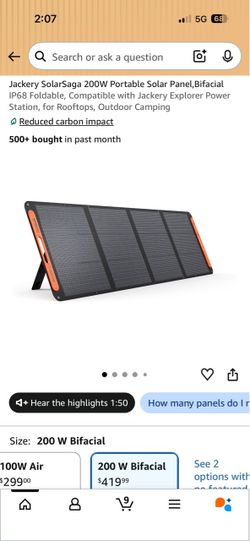 Jackery SolarSaga 200W Bifacial Portable Solar Panel