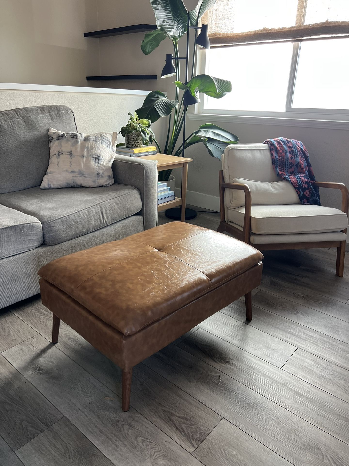 Faux Leather Ottoman