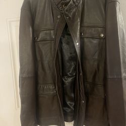 Brand New Pecan Brown Leather Coat 