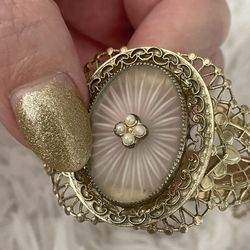 Vintage Whiting & Davis Intaglio Hinged Bracelet 