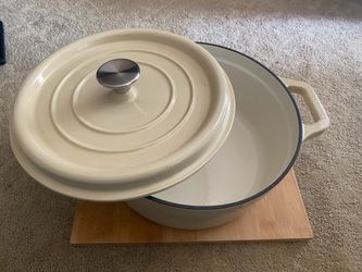 6”.5-Quart Enameled Cast Iron Dutch Oven Pot with Lid, Ivory White
