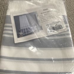 Piedmont Stripe Shower Curtain Blue/White / Navy 72x72” New