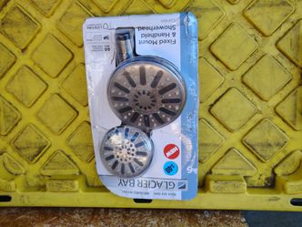 Shower head combo 6 spray patterns with handheld sprayer brush nickel 5"