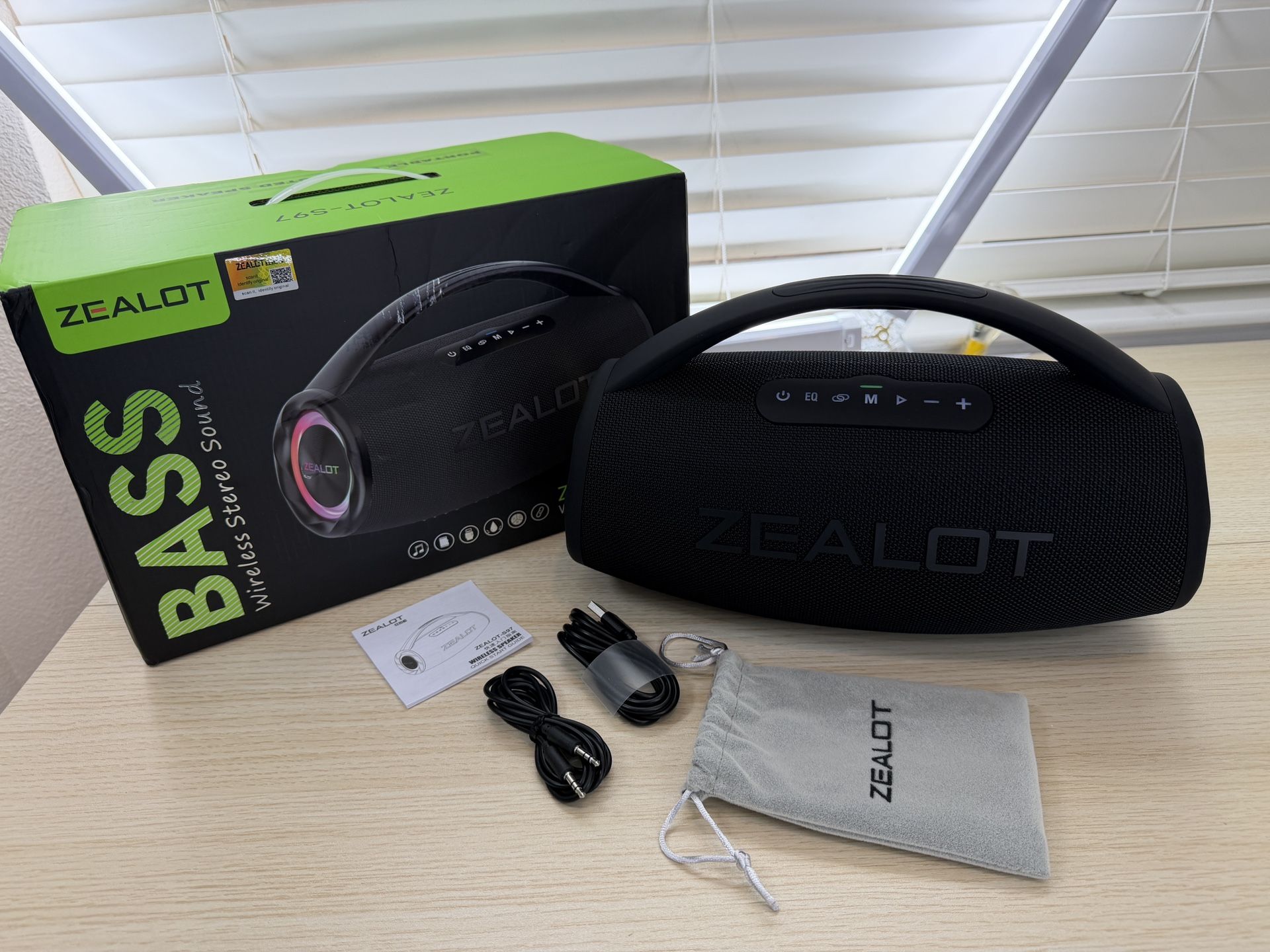 Brand New ZEALOT Portable Bluetooth Speaker Wireless with 80W Loud Booming Bass, IP67 Waterproof, LED Lights, 12H Playtime, BT 5.2, Wireless SKU170-S1