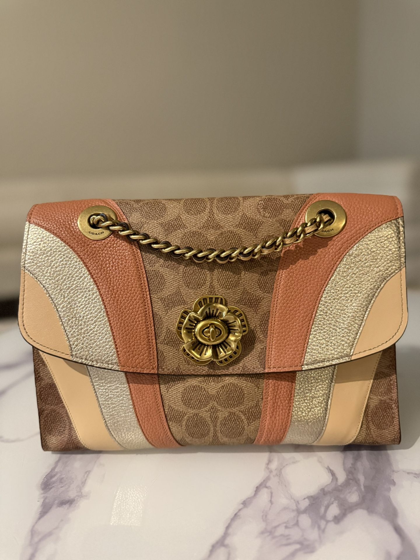 Coach 69526 Parker In Signature Canvas Bag With Wave Patchwork, MISSING HANGTAG