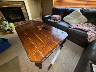 Solid wood coffee table with matching credenza
