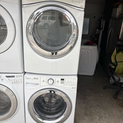 Whirlpool duet  Stackable  Washer and gas dryer  Excellent working condition  Heavy duty  W27 D31.5 H76 Washer 4.5 cu ft Dryer 7.4 cu ft 3 months warr
