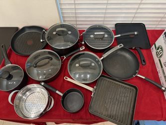 Mixed Lot of Kitchen Cookware Pans: Circulon, Rachael Ray, T-fal.