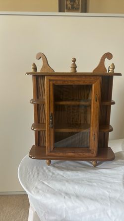 Wooden Curio Display Cabinet with Glass Door