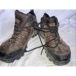 Skechers Delleker Lakehead Steel-Toe Work Boot Brown Mens Leather 9 Defects