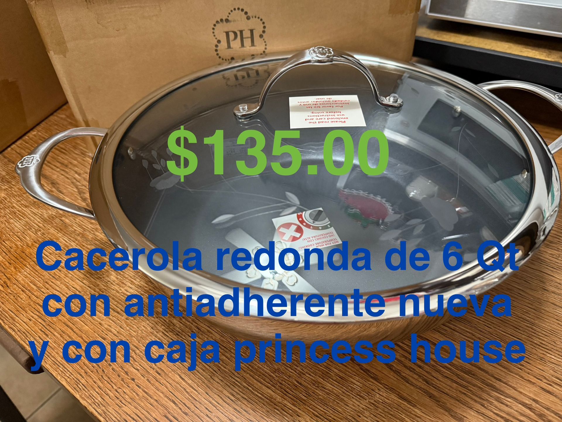 Cacerola De 6 Qt Con Antiadherente 👉 princess house todo nuevo y con caja 📦