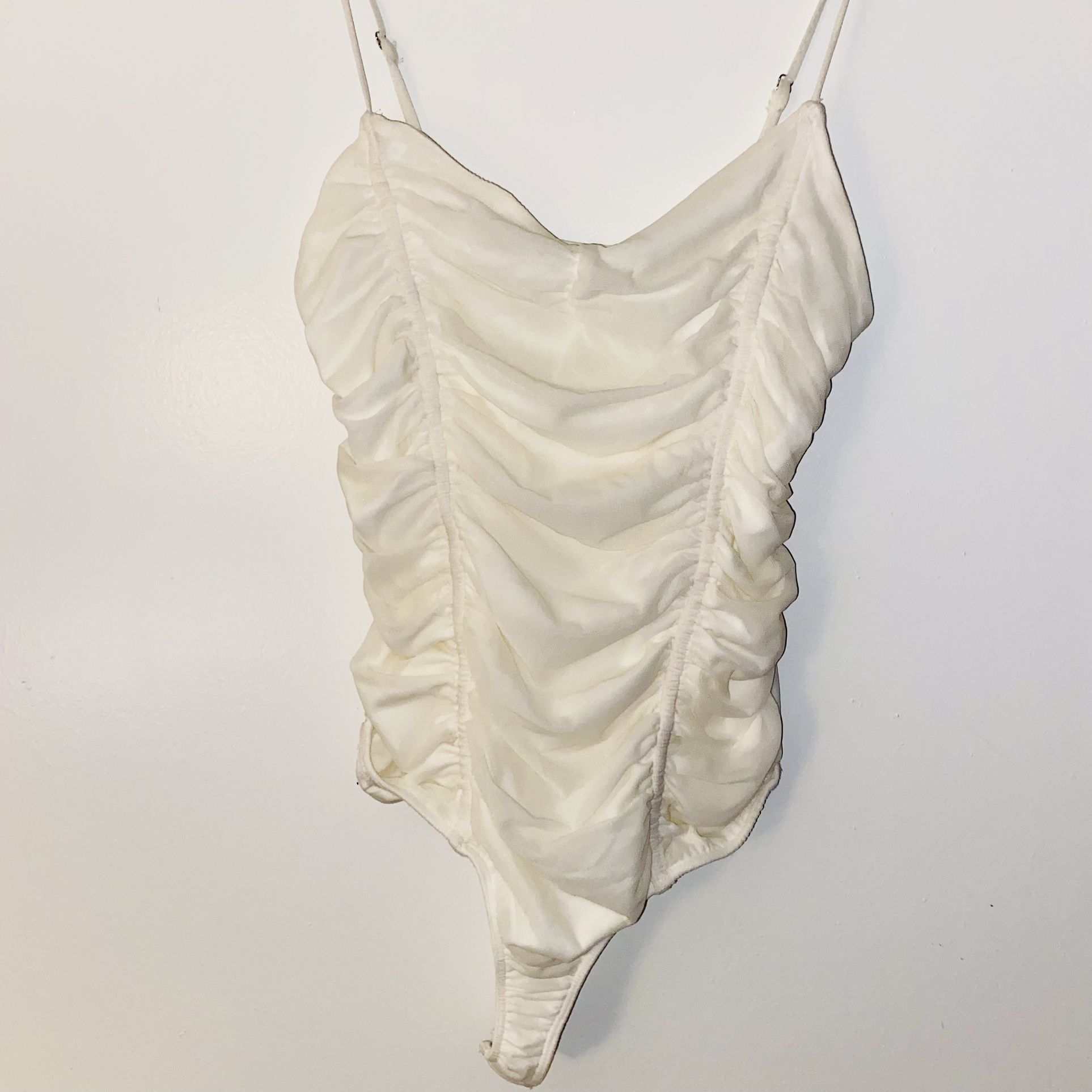 Mesh Cream White Cami Bodysuit 