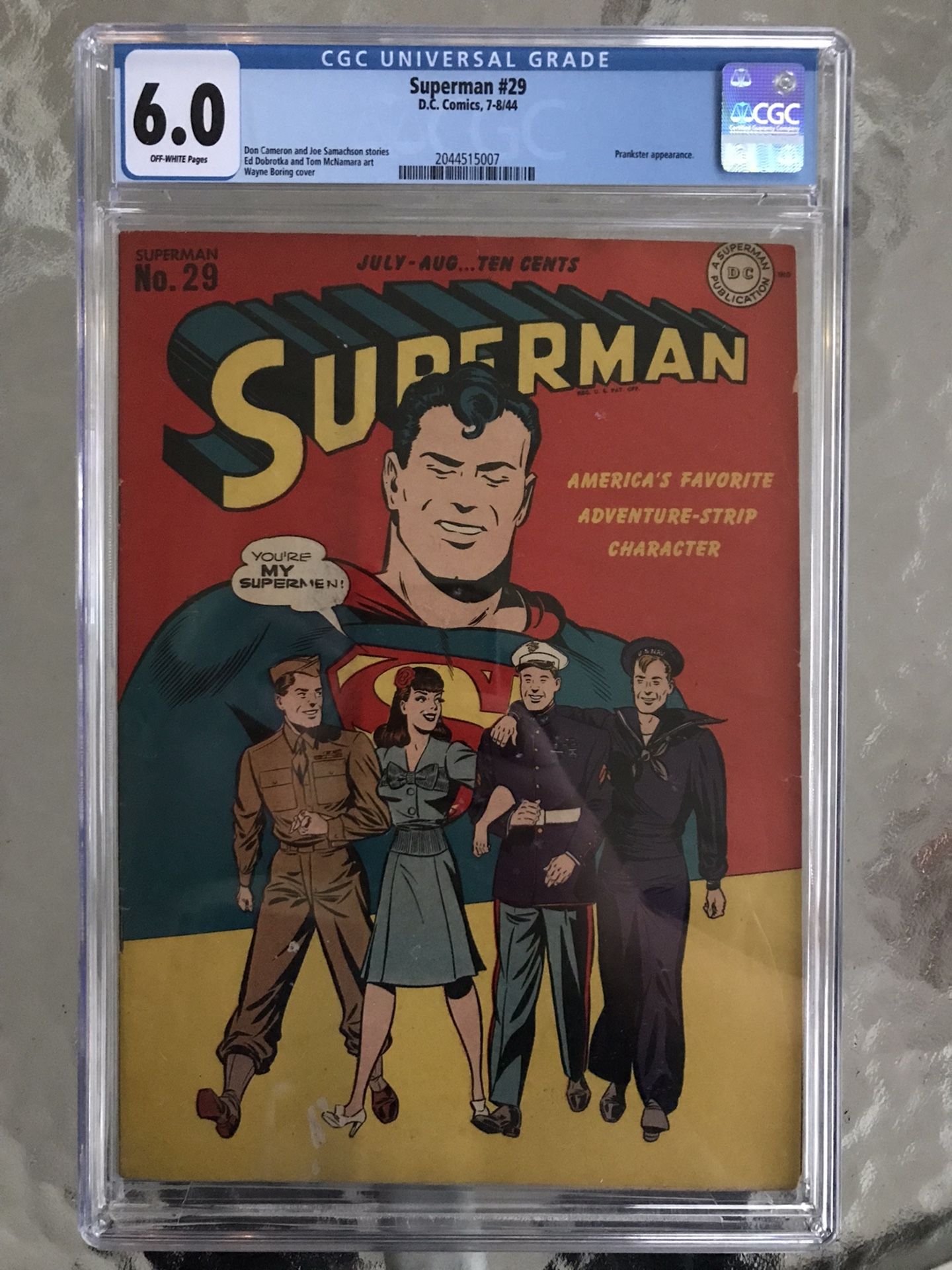 Superman #29 (1944) CGC 6.0 — WWII Troops Cover By Wayne Boring And Stan Kaye