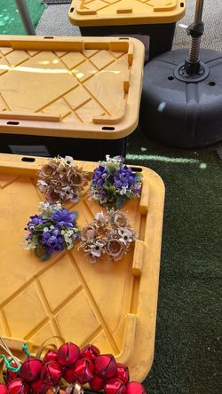 Decorative Floral Wreath candle holders with Purple and Neutral Flowers