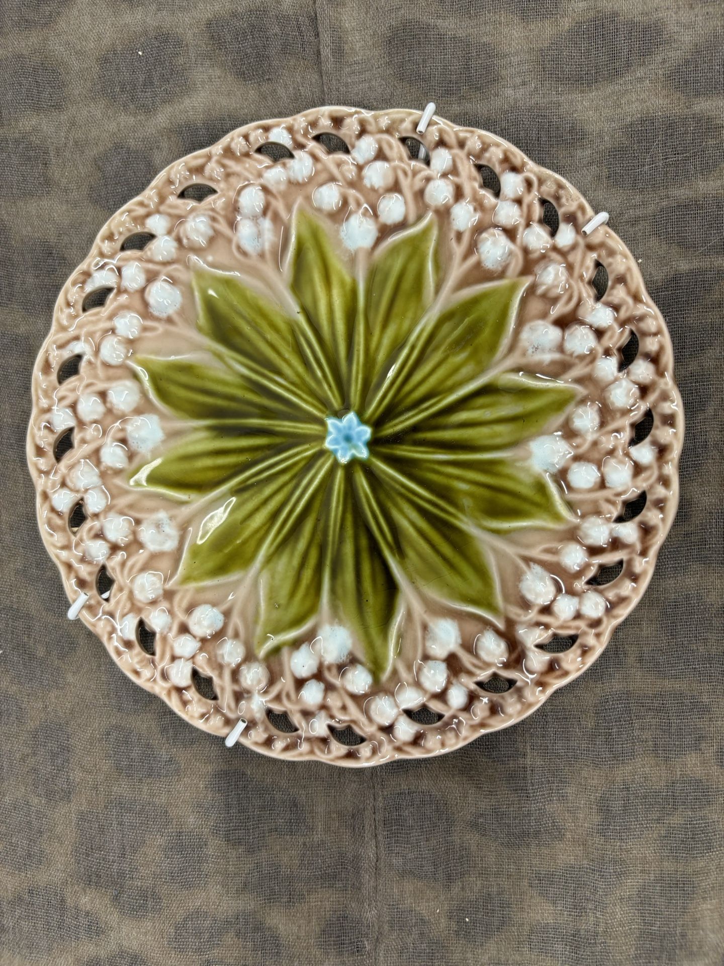 Late 1900s Antique German Majolica Plate