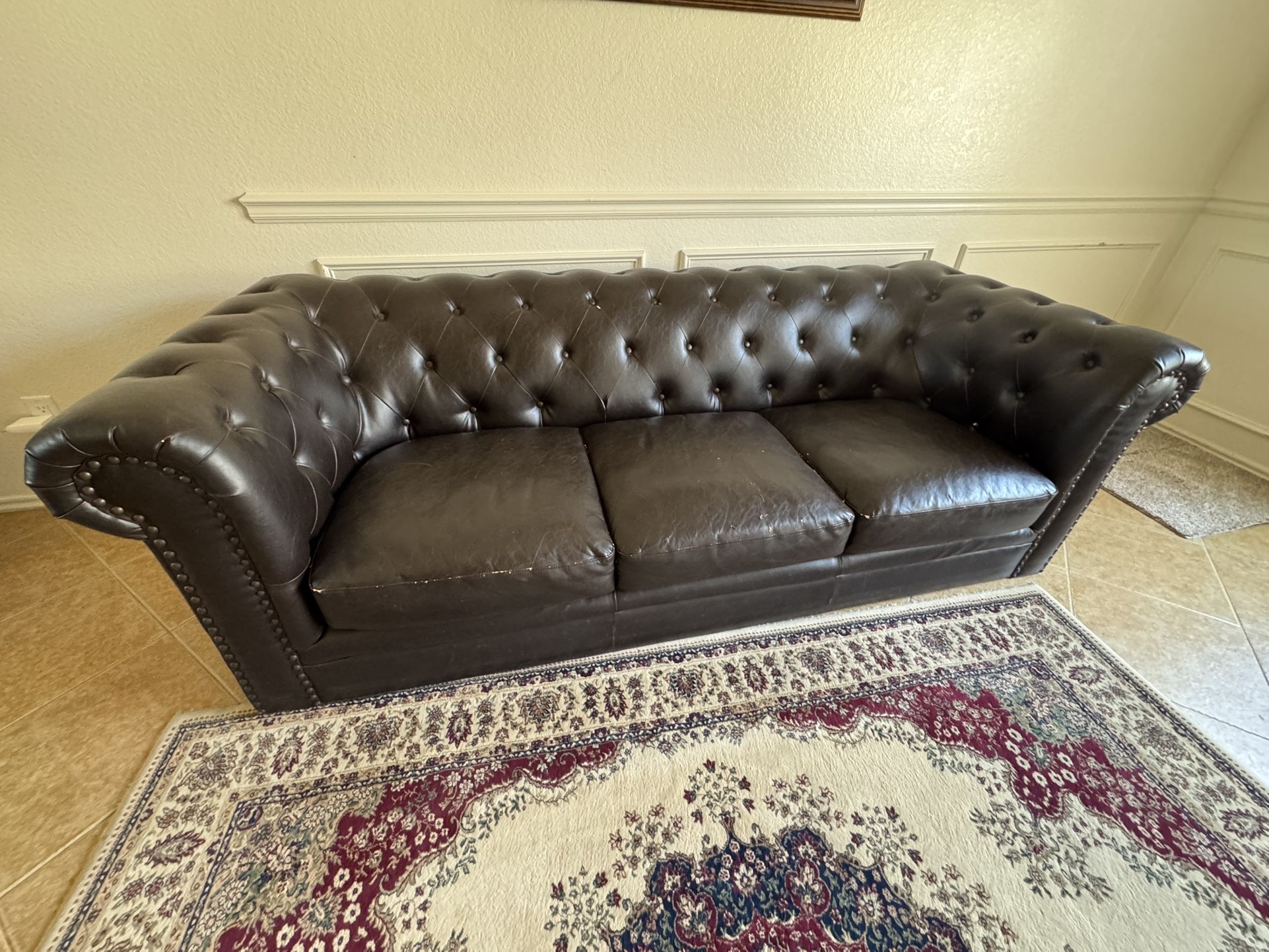 Roy Sofa in Dark Brown Leather by Coaster, Nice Couch!